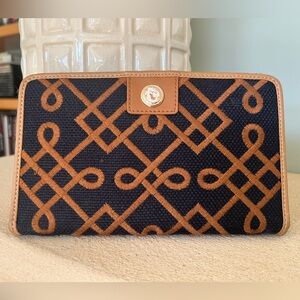 Spartina 449 Mareena Snap Wallet Genuine Leather and Natural Linen